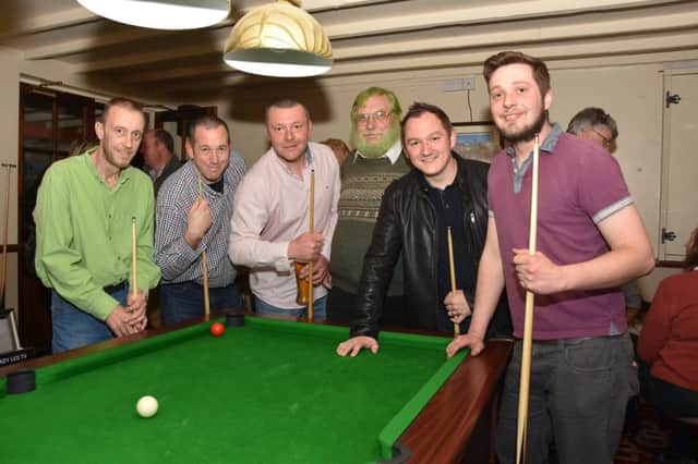 Pool team players from the Crossroads Inn at East Barkwith who will be doing a 24 hour sponsored challenge on April 15.