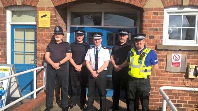 Chief Constable Bill Skelly (centre) at Horncastle Police Station