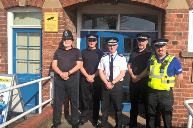 Chief Constable Bill Skelly (centre) at Horncastle Police Station