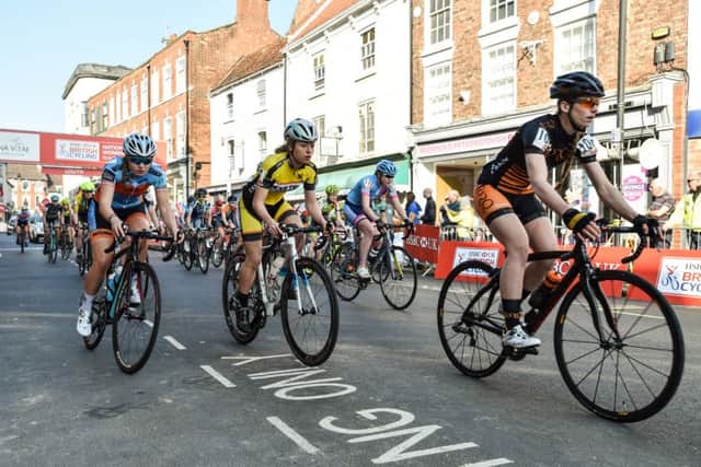 Tour of the Wolds: The professional women riders setting off. Photo: John Aron.