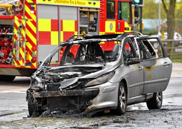 Fire crews tackled a vehicle fire on the A158 in Horncastle today (Monday). Photo: John Aron.