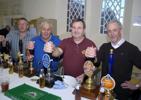A scene from last year's St George's Beer Festival. Pictured (from left) Jon Annall, Peter Elkington, John Janickyj, and Mike Harding.
