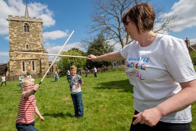 Jack Turner age 5 with Becky Braddy from the Horncastle Theatre EMN-170424-161204001