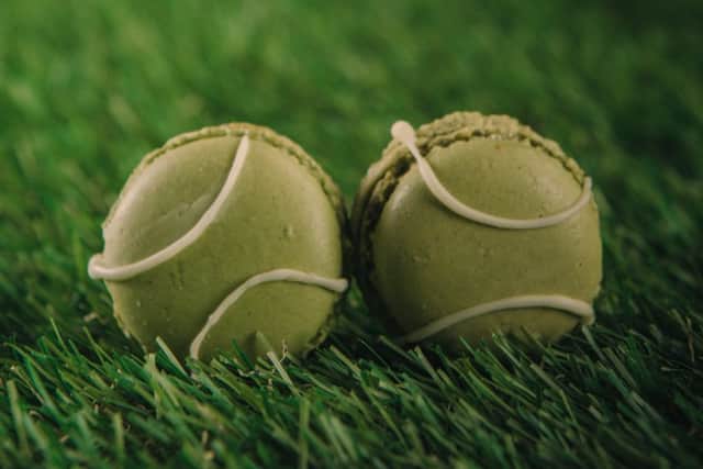 Tennis Ball Pistachio Macrons. Food Styling; Charlotte Hay and Photo Credit: Chris Waud.