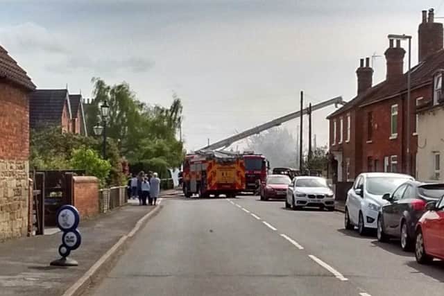 Fire services at the house blaze in Billingborough on Saturday. Photo by Bourne and Billingborough Neighbourhood Policing Team. EMN-170417-100117001