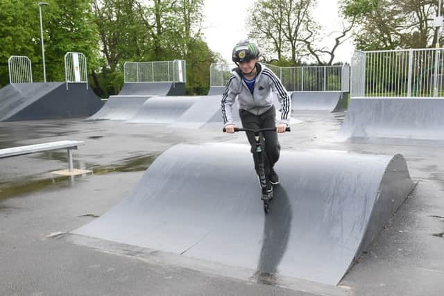William Harris 11 of Sleaford using the new Sleaford skate park. EMN-170417-104232001