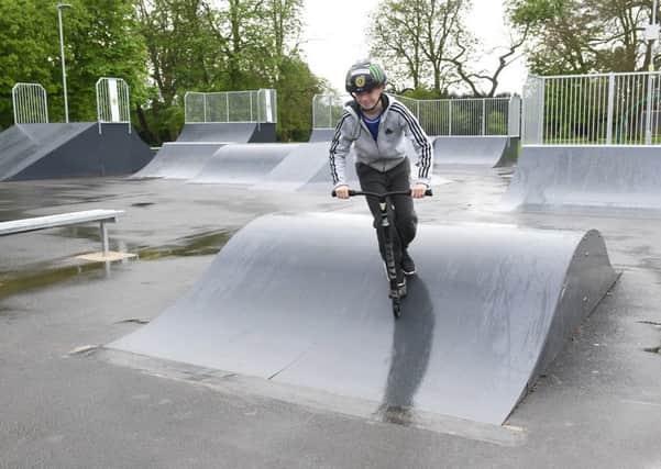 William Harris 11 of Sleaford using the new Sleaford skate park. EMN-170417-104232001