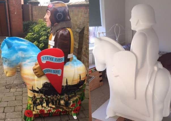 Before and after decoration by artist Rosie Ablewhite. The Knight of the Skies. EMN-170417-125434001