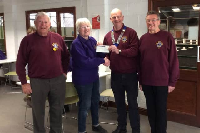 Horncastle Lions Club President Steve Flood presented a cheque for ?500 to Janet Viner, Chair of the Lincolnshire Wolds Riding for the Disabled Club EMN-170424-111232001