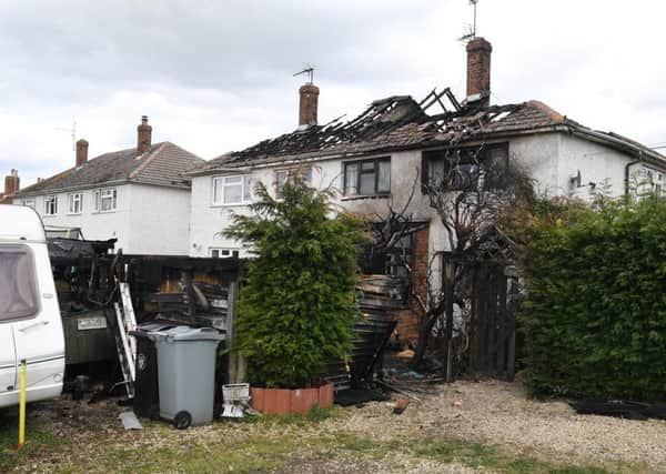 Houses destroyed by fire at Billingborough. EMN-170418-101130001