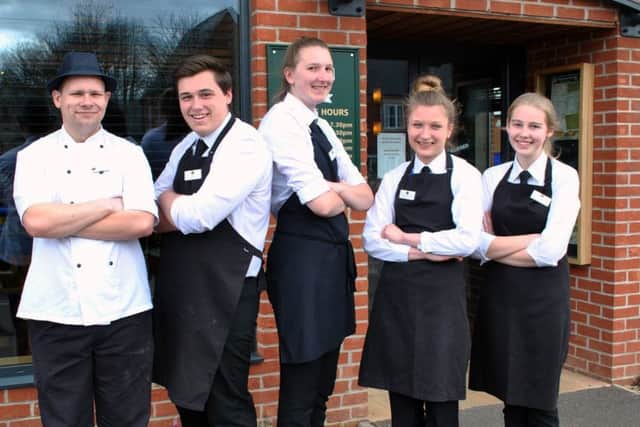 Elite staff at the Sleaford restaurant, Lee Cook, Josh Croft, Lilly Buckberry, Lauren Brown and Jodie Rogers.