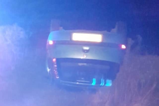 The vehicle that left the road on the A1111 near Hannah. Luckily no injuries. ANL-170419-062749001