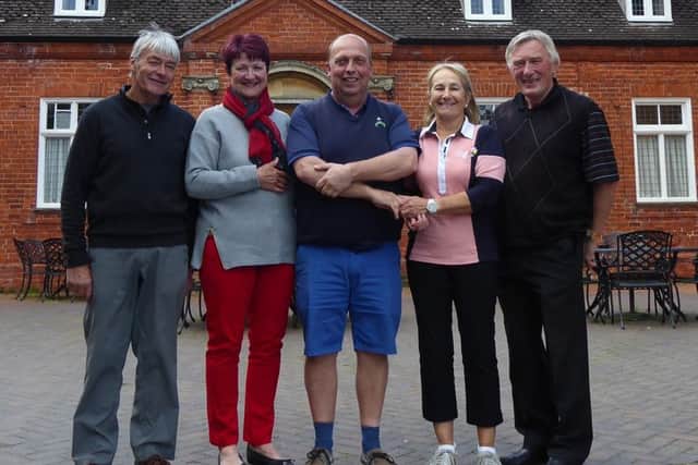 Easter Texas Scramble winners, from left, Graham Sykes, lady captain Andrea Smaggasgale, Robert Wilson, Sue Sykes and Alan Smaggasgale EMN-170424-161551002