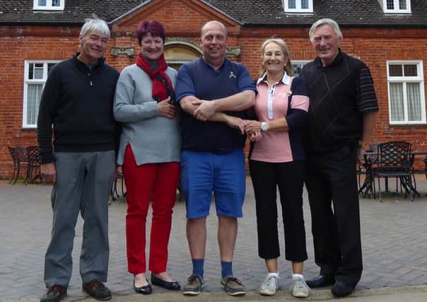 Easter Texas Scramble winners, from left, Graham Sykes, lady captain Andrea Smaggasgale, Robert Wilson, Sue Sykes and Alan Smaggasgale EMN-170424-161551002