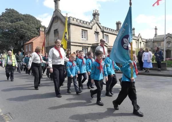 Ruskington Beavers taking part in the St Georges Day parade. EMN-170425-100442001