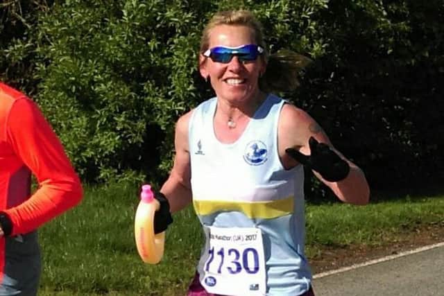 Paula Downing clocked an excellent time of 3hr 15min in her 80th marathon EMN-170424-164626002