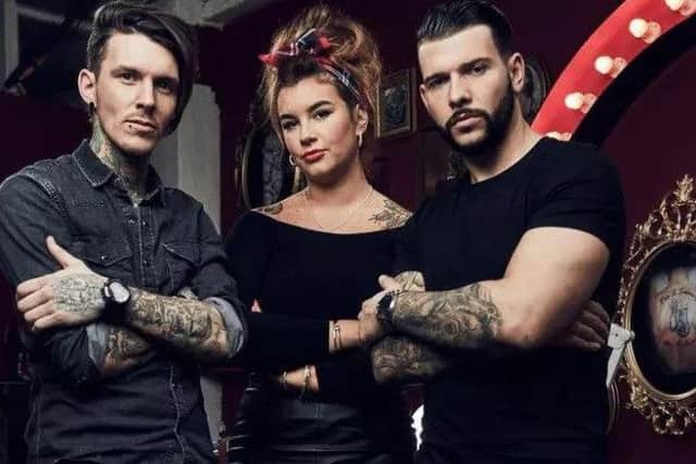 Jay Hutton, Alice Perrin and Steven Porter of E4's Tattoo Fixers