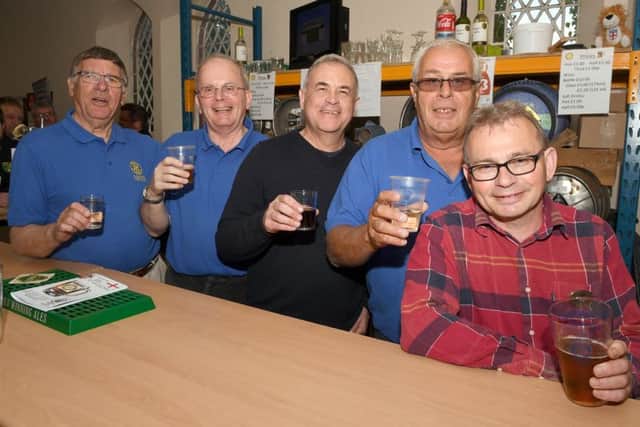 David Bentley, Mike Yarram, Tony Shearer, Peter Elkington, David Hart at the beer festival. EMN-170425-093551001