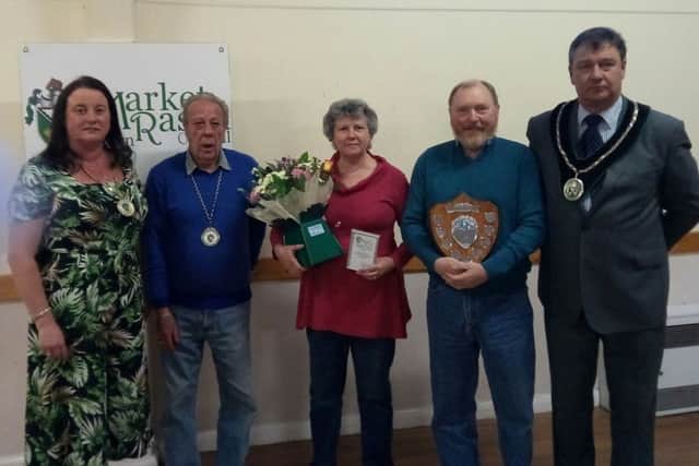 Gary and Elisabeth Eastburn, with Market Rasen Mayor John Matthews, Mayoress Jayne Matthews and Coun Martn Harvey EMN-170427-115334001