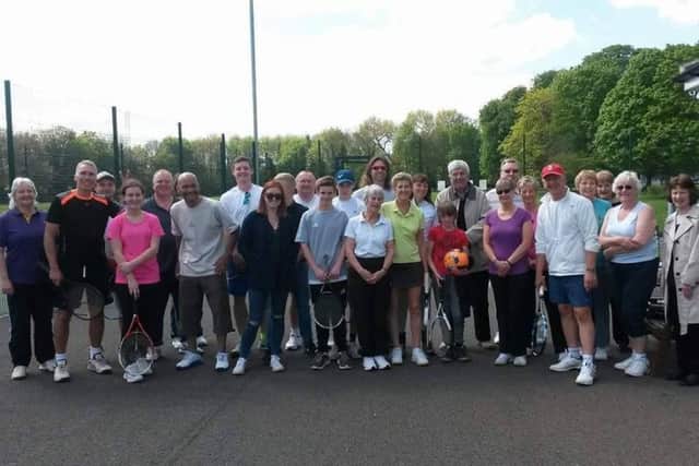 Sleaford Tennis Club members with Syds family EMN-170428-154518002