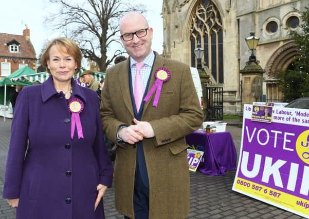 UKIP leader Paul Nuttall at last year's Sleaford by-election with Victoria Ayling.