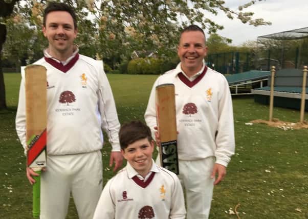 Louth Third XI match-winners, from left, Mike Searle, Bailey Wright, Dean Wright EMN-170105-112701002