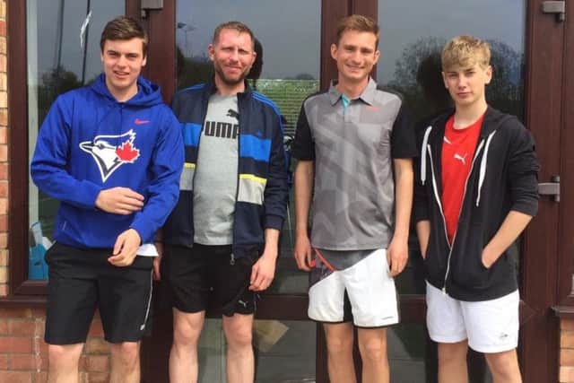 Horncastle Tennis Club's mens' Aegon team of Alden Midmer, Carl Pogson, Karl Sutton and Ben Tyrrell.