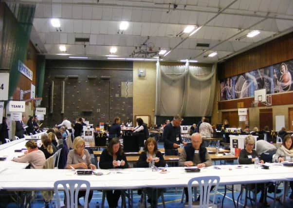 The Lincolnshire County Council count in progress for divisions in North Kesteven at OneNK leisure centre in North Hykeham. EMN-170405-225120001