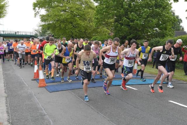 Sleaford Half Marathon at Sleaford Town FC ground. Start of the half marathon. EMN-170805-150058001