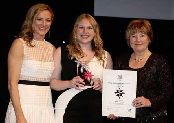Pictured (from left) TV presenter Gabby Logan, Sophie Harwood, of Waldeck, and Lynda Armstrong, chairman of the Board of Trustees at the British Safety Council.