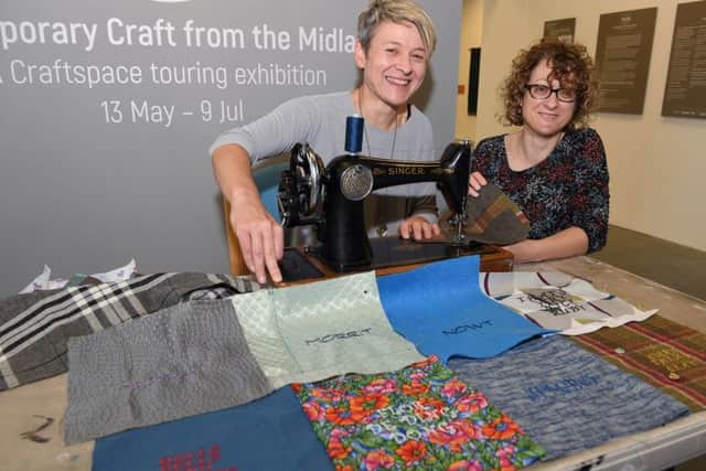 Textile Artist, Karina Thompson making a memory blanket for residents at Ashfield Lodge Care Home. Pictured with daycare co-ordinator at Ashfield Lodge, Cheryl Chadwick (right). EMN-170519-164936001