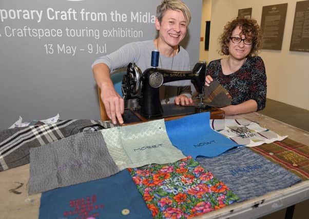 Textile Artist, Karina Thompson making a memory blanket for residents at Ashfield Lodge Care Home. Pictured with daycare co-ordinator at Ashfield Lodge, Cheryl Chadwick (right). EMN-170519-164936001
