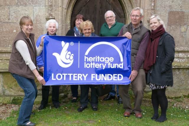 Members of the PCC of St Clements and Grainthorpe Heritage Group celebrating the success of the award of funding with Charlotte Mulliner, East Midlands HLF Officer.