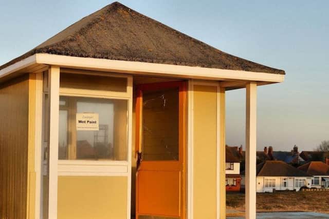 One of the damaged beach chalets that was recently refurbished in Mablethorpe. Repair work has now been undertaken and the chalet is now ready to hire out. Photo credit: Mablethorpe Photo Album.