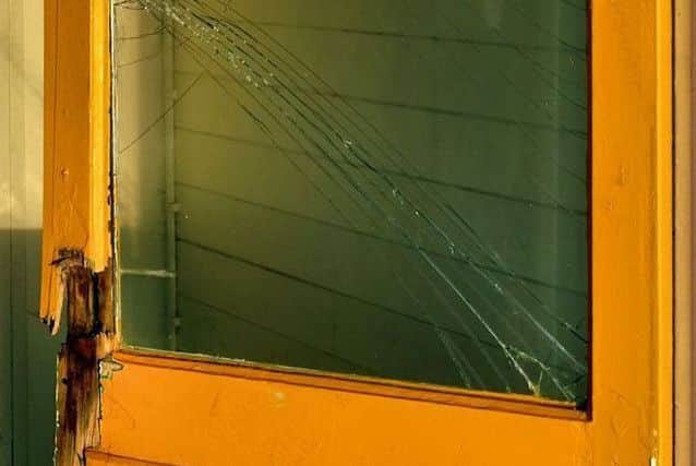 Some of the previous damage done to one of the chalet doors. Photo credit: Mablethorpe Photo Album.