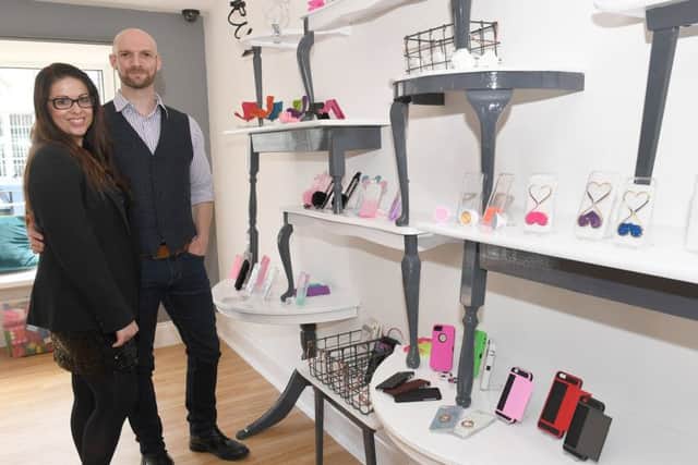 Kelly Murray and James Hodcroft open a phone shop in White Hart Mews and have only used recycled/unwanted materials to kit out the interior. EMN-170522-103622001