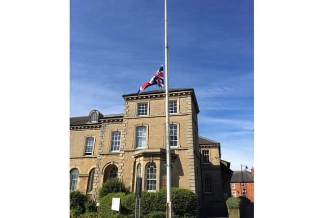 Flags at half past at North Kesteven District Council offices in Sleaford in respect of the Machester arena bombing victims. EMN-170524-103230001