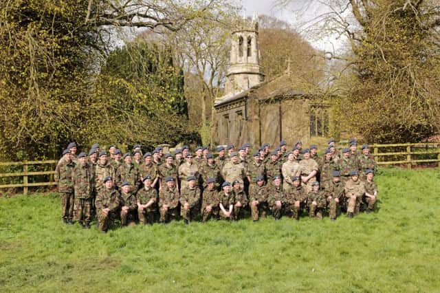 Cadets pictured in front of the church at Oxcombe: EMN-170531-170553001