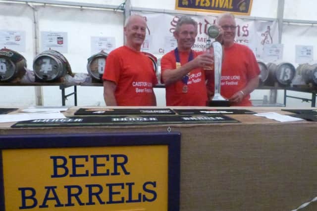 Steve Webster,president Ron Lyus and Andy Gutherson pulling the pints at last year's event. (Lin) EMN-170530-064013001