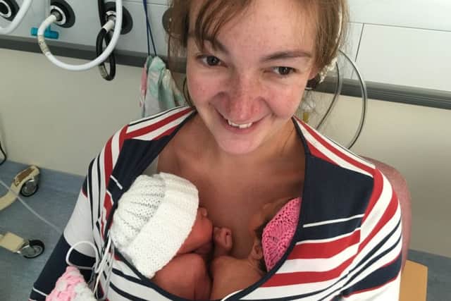 Tetney mum Victoria Chapman-Smith with her twins when they were first born.