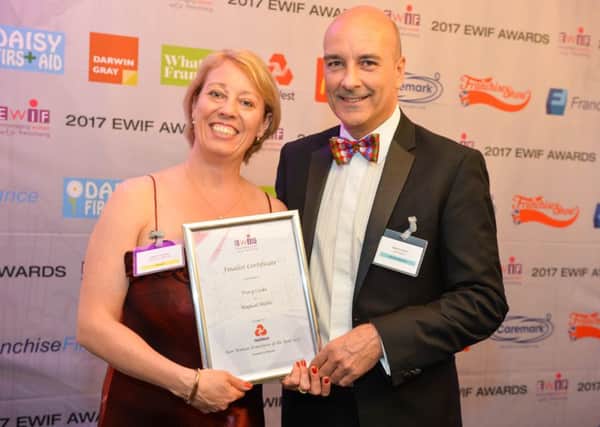 Tracy Cooke with award sponsor Mark Scott, of Natwest.