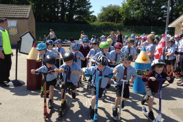 Scooter showdown day at William Alvey School, Sleaford.