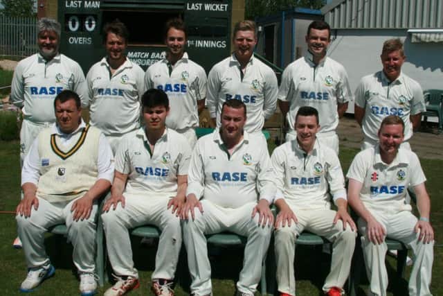 Market Rasen First XI pictured before their win over Caistor in the Lincolnshire County League Premier Division.From left, back - Liam Scales,Tom Bradford, Chris Higgins, Rob Chamberlin, Ryan Penniston, Matt Rutherford; front - Lee Chambers, Will Bradford, Dale Christie, Charlie Scales, Jamie Snell EMN-170529-123646002