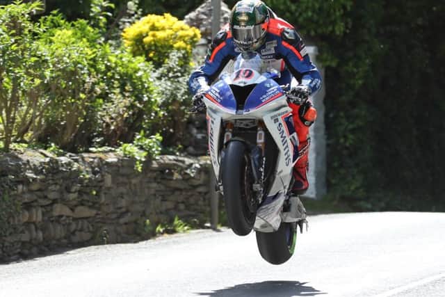 Peter Hickman jumping the bridge. Photo: IOM.com