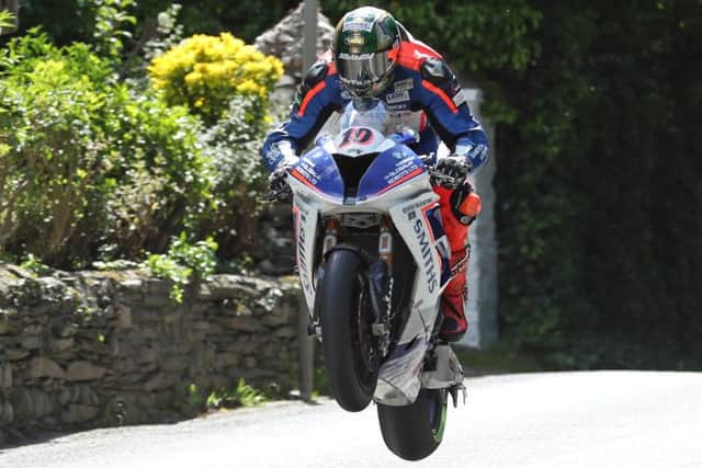 Peter Hickman jumping the bridge. Photo: IOM.com