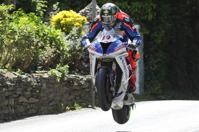 Peter Hickman jumping the bridge. Photo: IOM.com