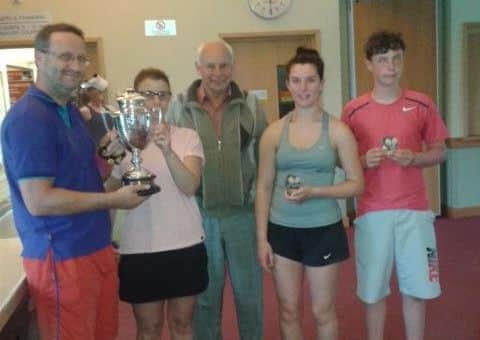 The mixed doubles finalists.