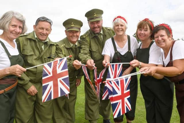 1940's event at Central Park, Boston. L-R Volunteers Beryl Spendley, Malcolm Kenny, Graham Taylor, Darran Clare, Jackie Core, Margaret Kenny and event manager Frances Taylor. EMN-171206-123714001