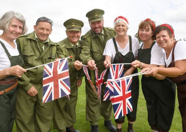 1940's event at Central Park, Boston. L-R Volunteers Beryl Spendley, Malcolm Kenny, Graham Taylor, Darran Clare, Jackie Core, Margaret Kenny and event manager Frances Taylor. EMN-171206-123714001