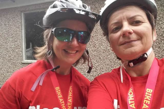 Kerry Horsman-Gray and Selina Elson took part in the Bloodwise Rugby & Coventry Bikeathon EMN-170614-173823002